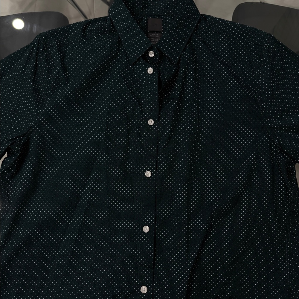 H&M Dark Green Polka Dot Shirt